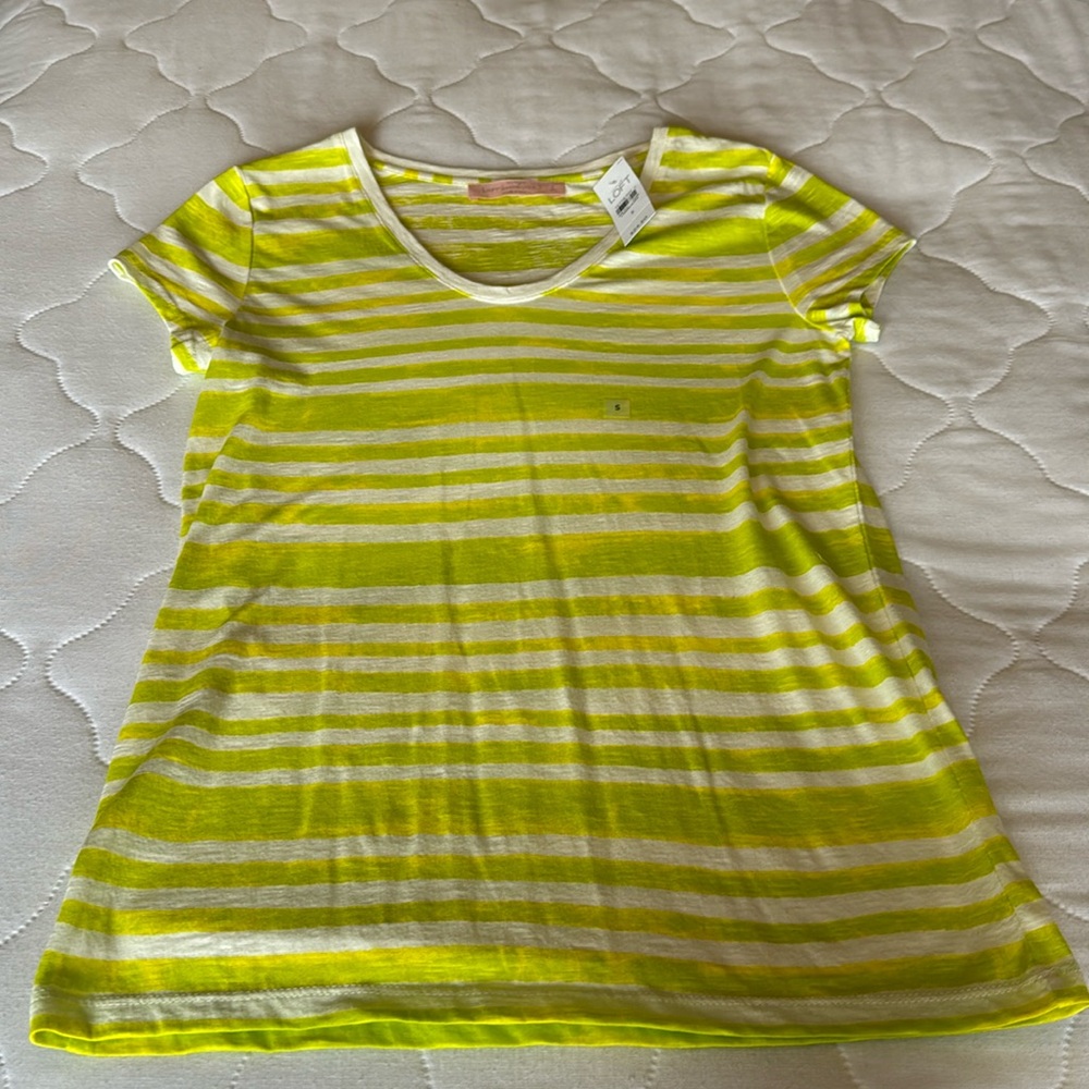 NWT: Ann Taylor Loft sunwashed tee in citrus stripe, women’s small